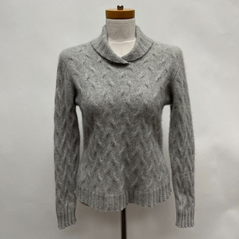 Talbots Sweater Small Medium Large Light Gray 100… - image 1